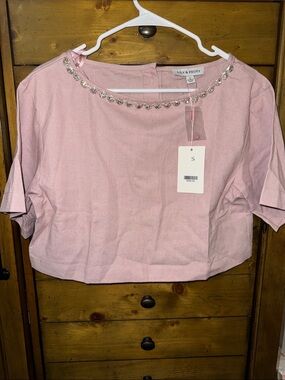 Pink Embellished Crewneck Top
